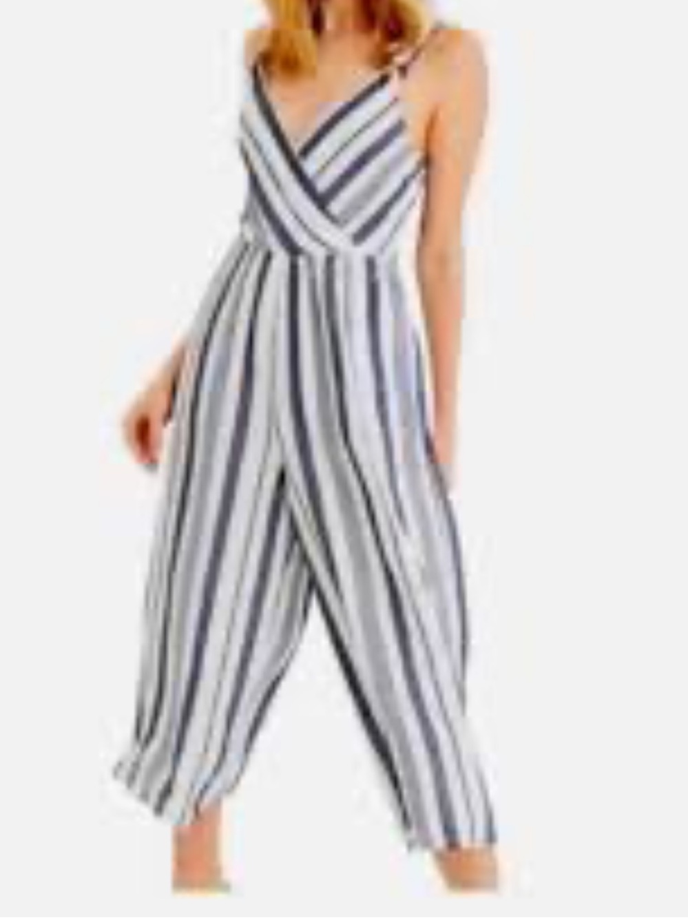 American Eagle Outfitters women’s Striped Navy and White Wide-Leg Jumpsuit small